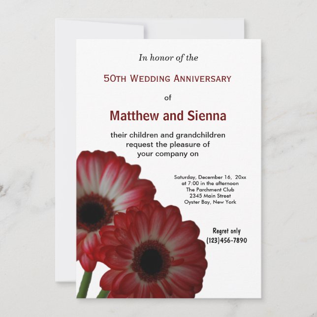 Invitación Aniversario de Garbera (Anverso)