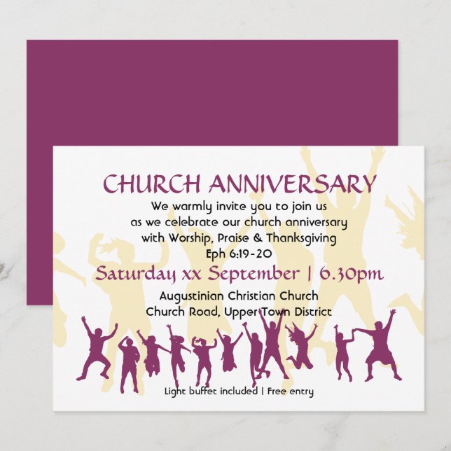 Invitación ANIVERSARIO DE IGLESIA Personalizable moderno Borg (Anverso / Reverso)