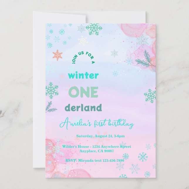 Invitación Aniversario de invierno de Onederland (Anverso)