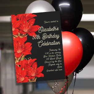 Invitación Aniversario de invierno Flores Amaryllis