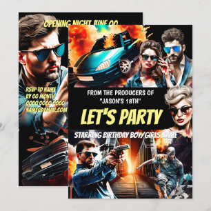 Invitación Aniversario de la acción del tema de la película p