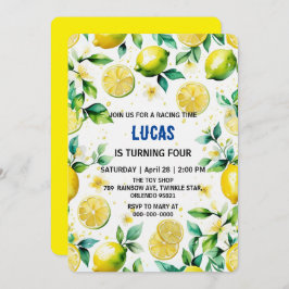 Invitación Aniversario de la acuarela de limón amarillo simpl