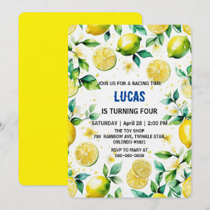 Invitación Aniversario de la acuarela de limón amarillo simpl