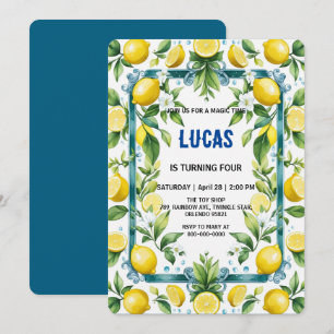 Invitación Aniversario de la acuarela de limón amarillo simpl