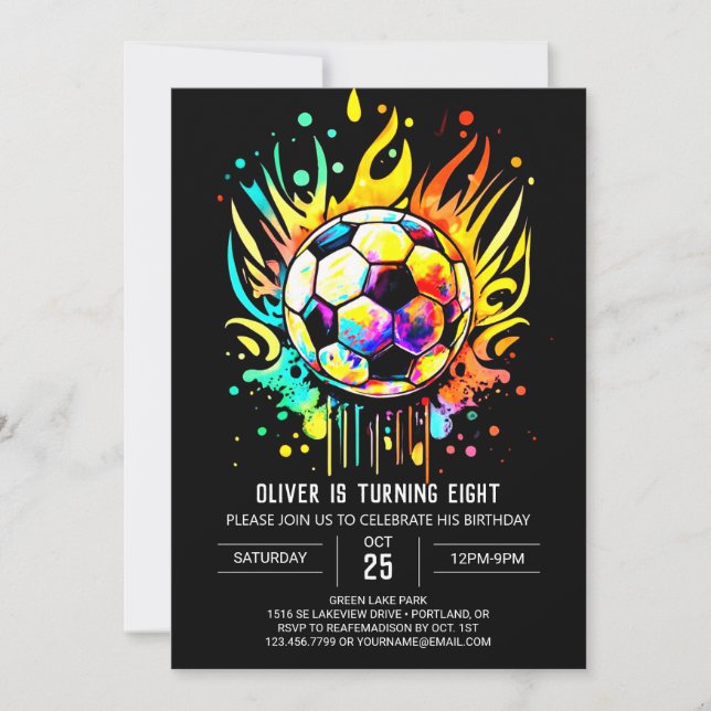 Invitación Aniversario de la acuarela de los niños del fútbol (Anverso)