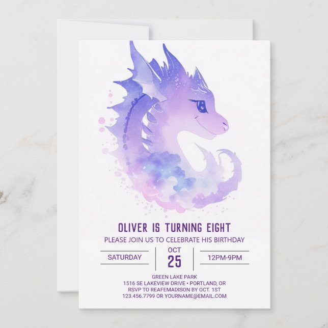 Invitación Aniversario de la acuarela del Dragon (Anverso)