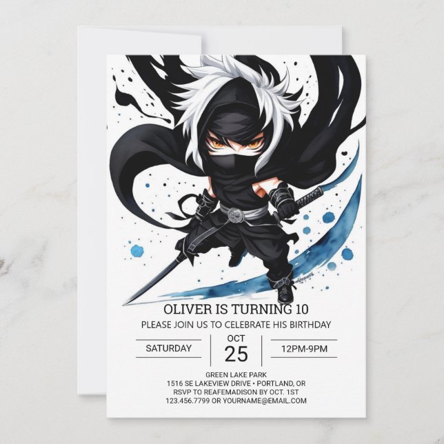 Invitación Aniversario de la Aventura de Ninja (Anverso)
