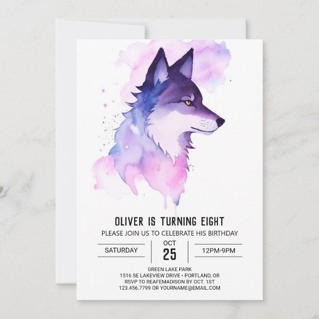 Invitación Aniversario de la Aventura del Lobo Cute (Anverso)