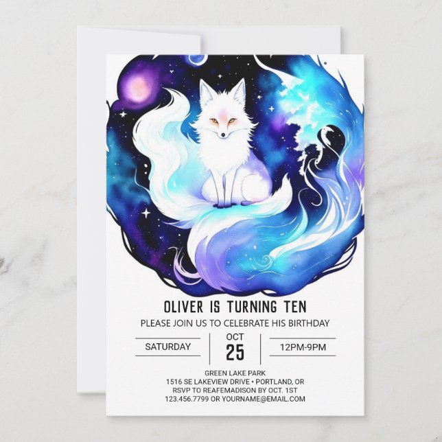 Invitación Aniversario de la Aventura del Pastel Fox para Niñ (Anverso)