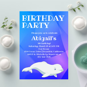 Invitación Aniversario de la ballena azul y rosa del océano Á