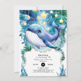 Invitación Aniversario de la ballena náutica de color