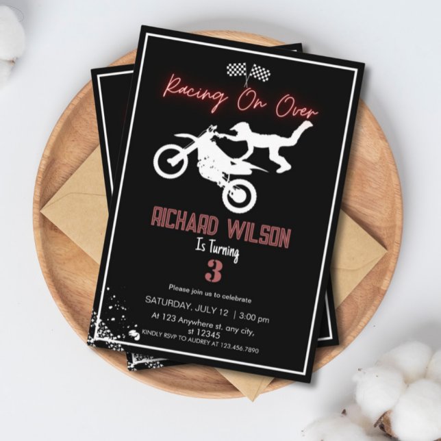 Invitación Aniversario de la bicicleta de Neon Dirt Black Mod (Subido por el creador)