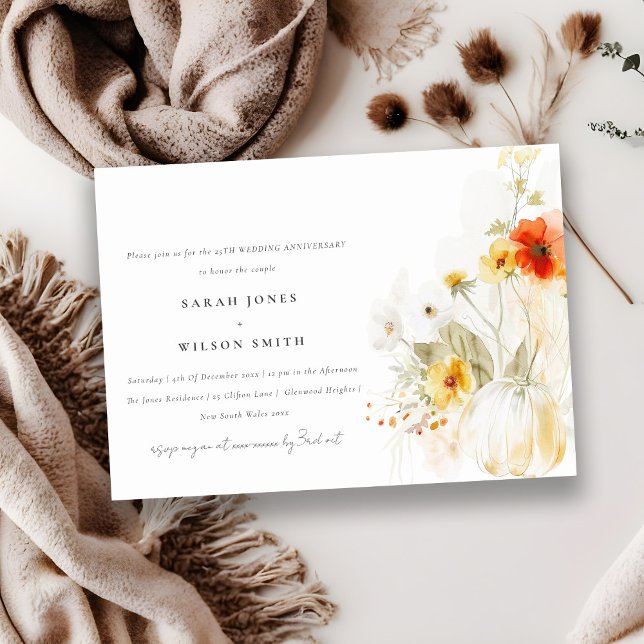 Invitación Aniversario de la Boda de la calabaza de flores si (Subido por el creador)