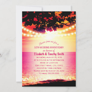 Invitación Aniversario de la boda de la playa de Sunset con l