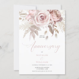 Invitación Aniversario de la Boda de Rosas con flores de Rubo