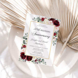 Invitación Aniversario de la Boda floral de marfil de Rubor e