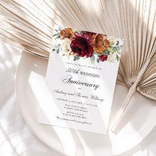 Invitación Aniversario de la Boda floral del Naranja de Borgo