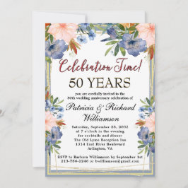 Invitación Aniversario de la boda personalizada floral de cua