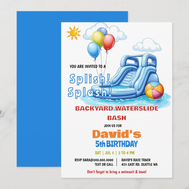 Invitación Aniversario de la caída de agua del Fiesta de la p (Anverso / Reverso)