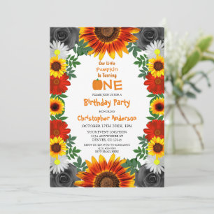 Invitación Aniversario de la calabaza floral de otoño