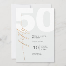 Invitación Aniversario de la caligrafía elegante de oro neutr