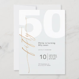 Invitación Aniversario de la caligrafía elegante de oro neutr