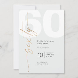 Invitación Aniversario de la caligrafía elegante de oro neutr