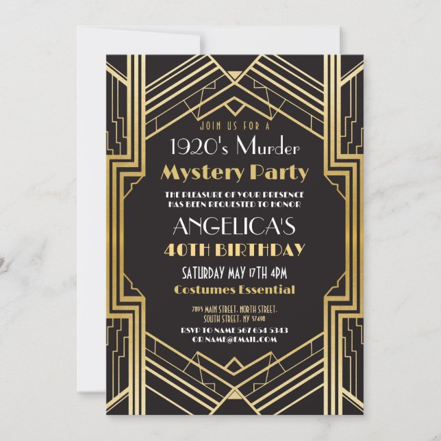 Invitación Aniversario de la cena Fiesta del misterio del ase (Anverso)