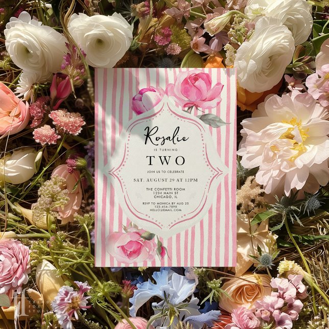 Invitación Aniversario de la Chica Abuela de Preppy Coquette (Preppy Coquette Girls Birthday Party Invite)