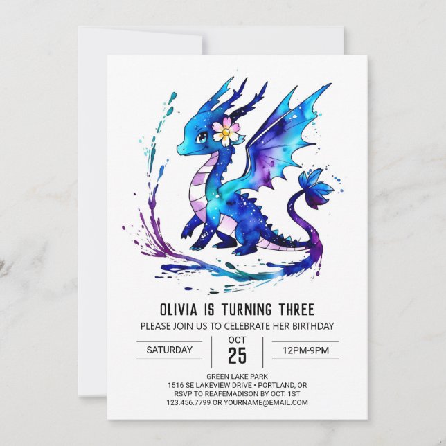 Invitación Aniversario de la chica digital del Dragón de la F (Anverso)