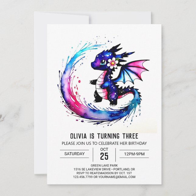 Invitación Aniversario de la chica digital del dragón majestu (Anverso)