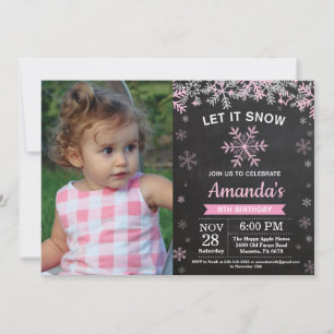 Invitación Aniversario de la Chica Rustic Winter Snowflake Pi