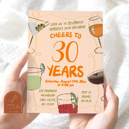 Invitación Aniversario de la cola del Naranja ilustrado con m