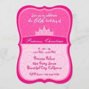 Invitación Aniversario de la corona de la princesa rosa