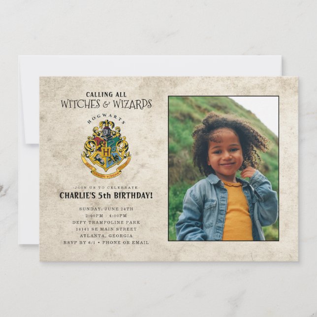 Invitación Aniversario de la cresta de Harry Potter Hogwarts  (Anverso)