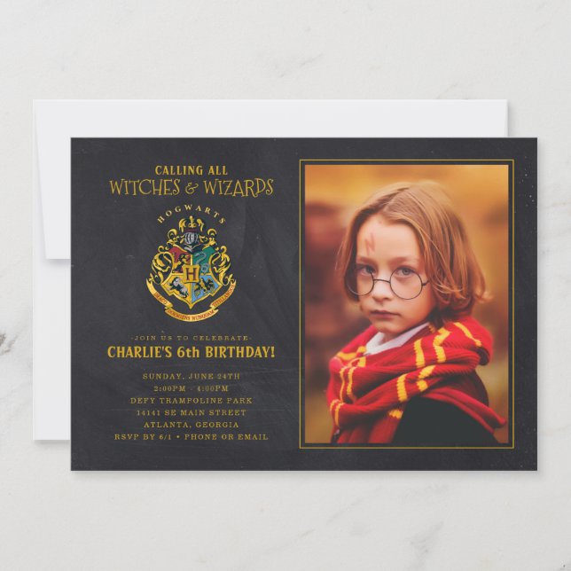 Invitación Aniversario de la cresta de Harry Potter Hogwarts  (Anverso)