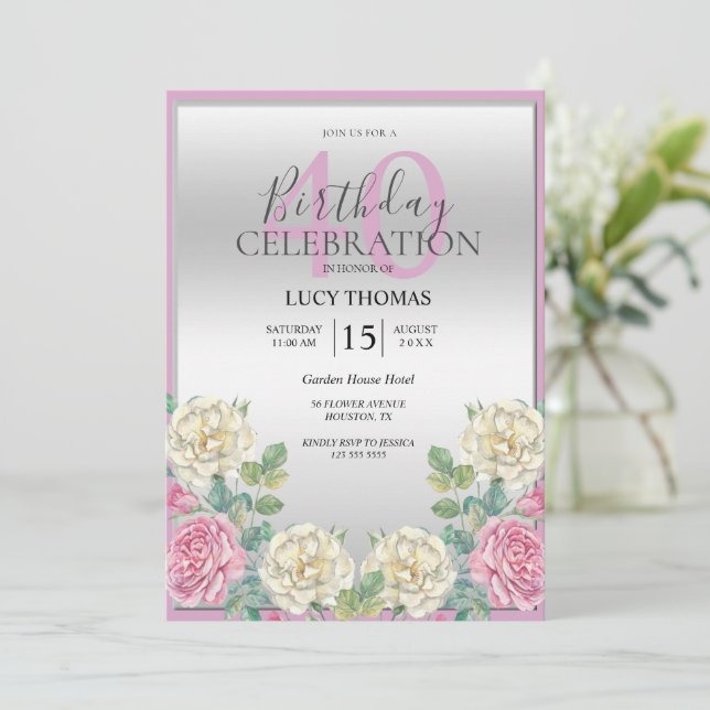 Invitación Aniversario de la Decoración de las Flores Blancas (Anverso de pie)