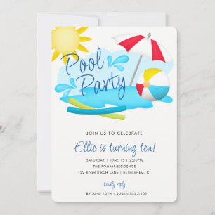 Invitación Aniversario de la diversión del Fiesta de la pisci