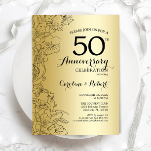 Invitación Aniversario de la Dorada Floral 50