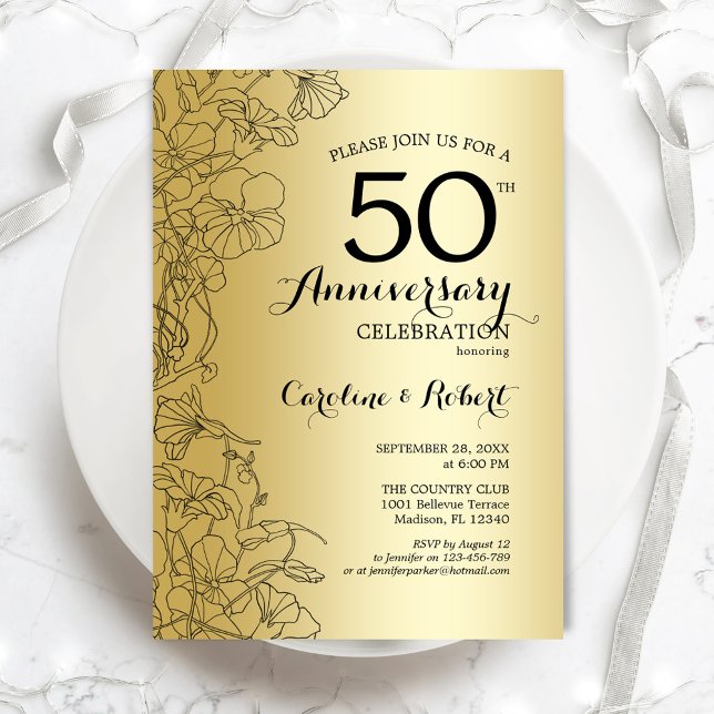 Invitación Aniversario de la Dorada Floral 50 (Subido por el creador)