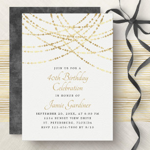 Invitación Aniversario de la elegancia de oro de las luces de