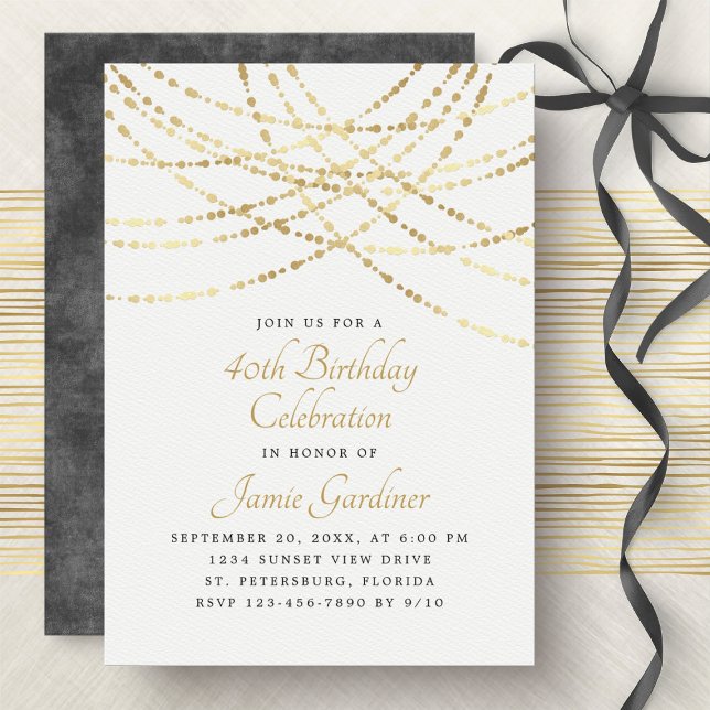 Invitación Aniversario de la elegancia de oro de las luces de (Subido por el creador)