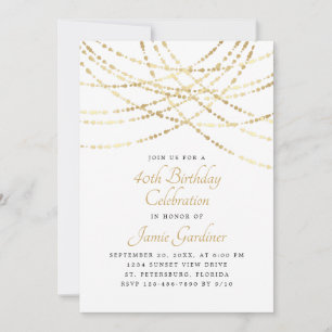 Invitación Aniversario de la elegancia de oro de las luces de