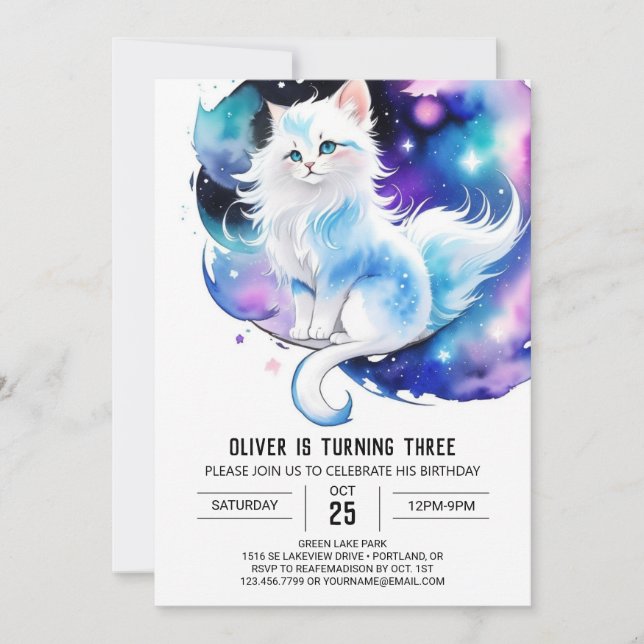 Invitación Aniversario de la elegancia del Gatito Cute (Anverso)