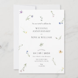 Invitación Aniversario de la elegante boda de las flores silv