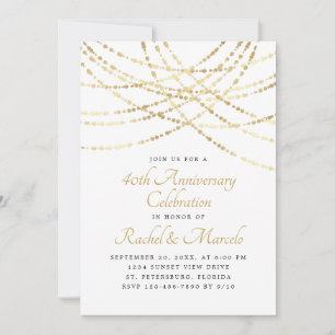Invitación Aniversario de la elegante boda de oro de String L