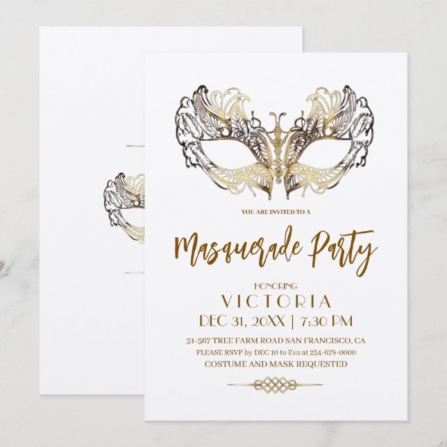 Invitación Aniversario de la elegante y moderna Fiesta de la  (Anverso / Reverso)