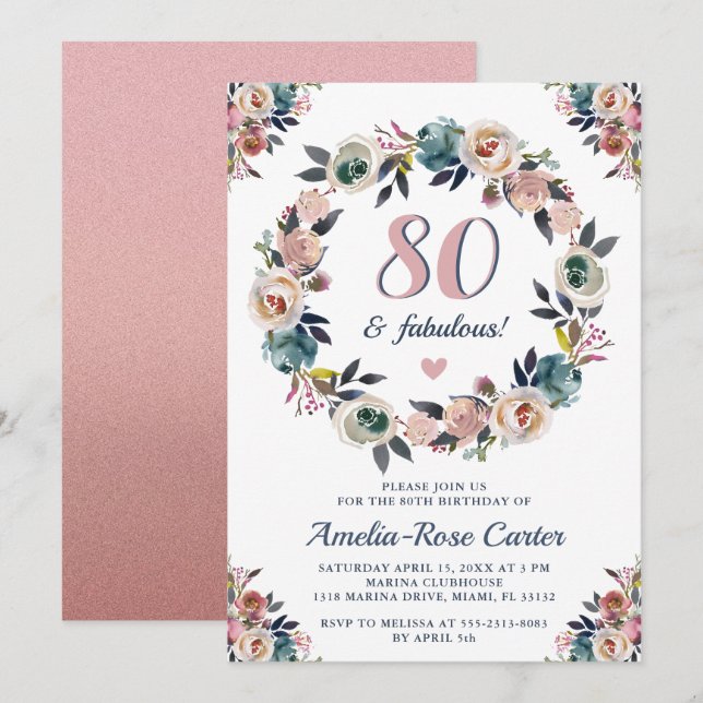 Invitación Aniversario de la Fabulosa Dama 80 (Anverso / Reverso)