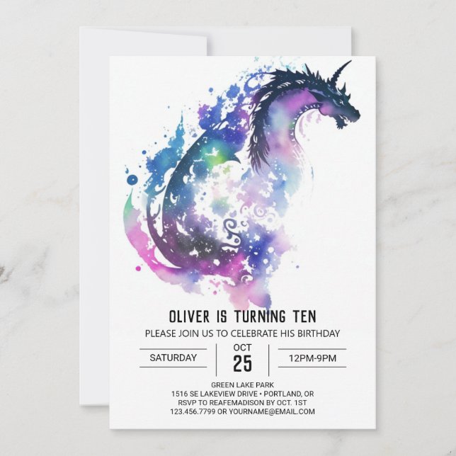 Invitación Aniversario de la Fantasía del Pequeño Dragón (Anverso)