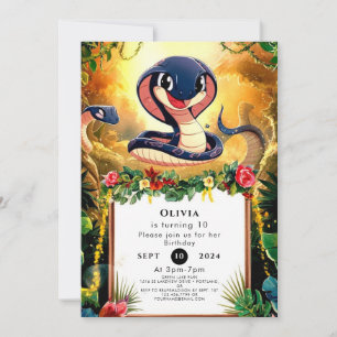 Invitación Aniversario de la fantástica serpiente de la jungl